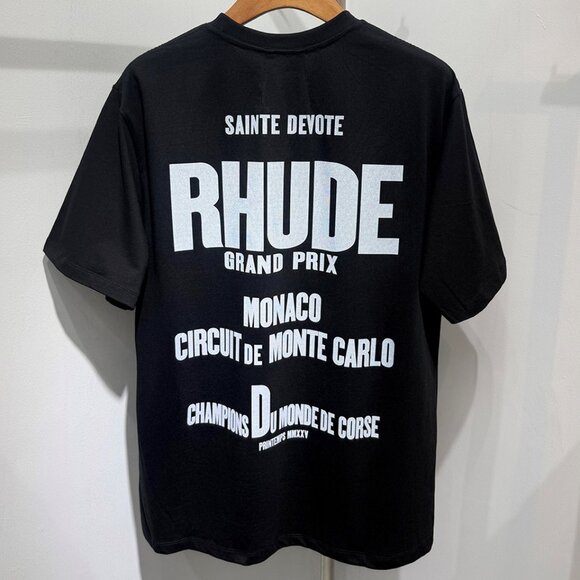 Rhude Cotton Champions du Monde Black T-Shirt - Picture 2 of 8